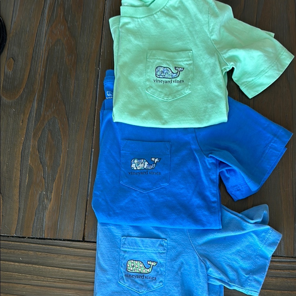 Vineyard Vines Kids' Mint and Blue Whale Pocket Tee Bundle